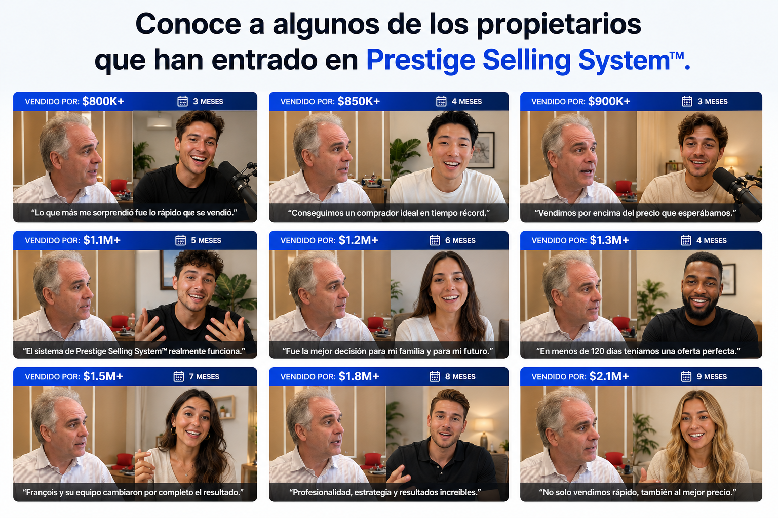 Conoce a algunos de los propietarios que han entrado en Prestige Selling System™